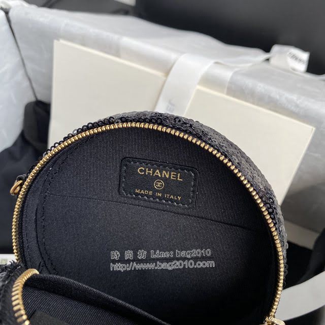 Chanel女包 香奈兒專櫃最新款亮片圓餅小挎包 Chanel大菱格粗鏈條女包 AP0945  djc4056